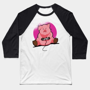 Pink Gamer Pig Baseball T-Shirt